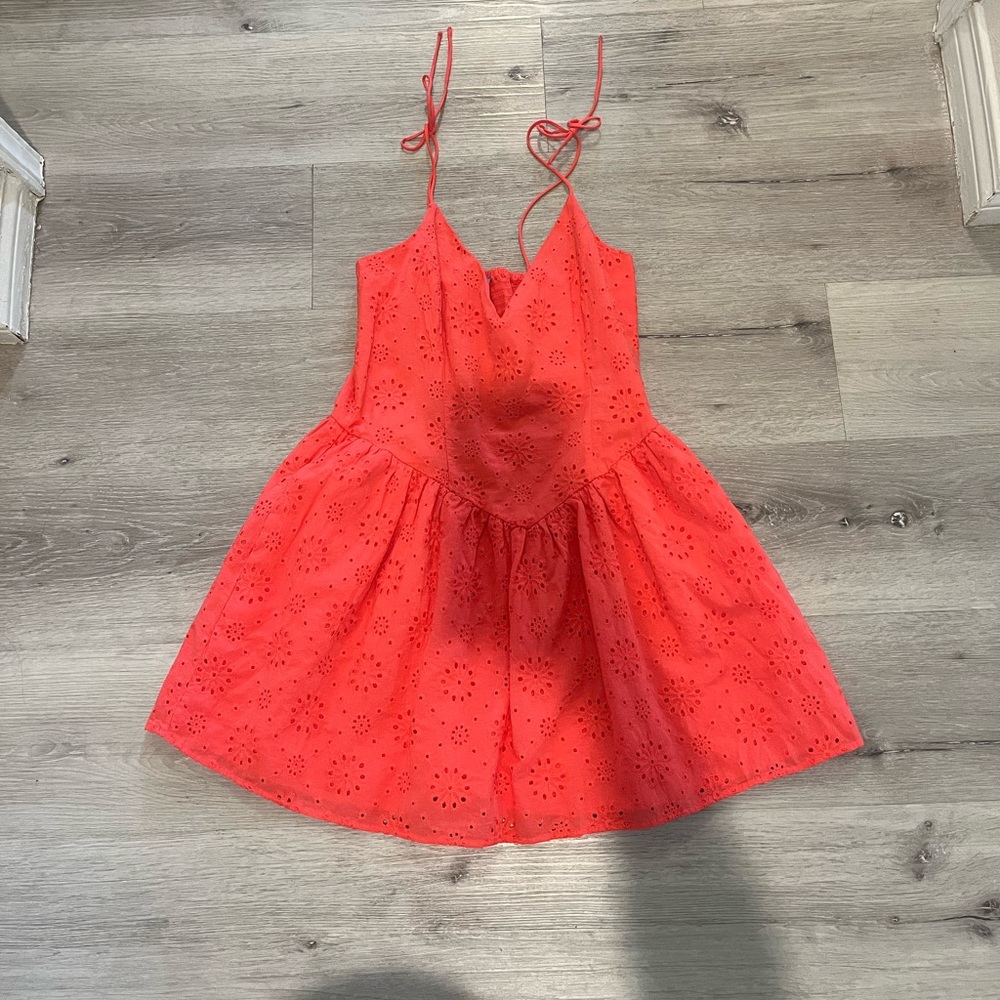 Coral Eyelet Dress